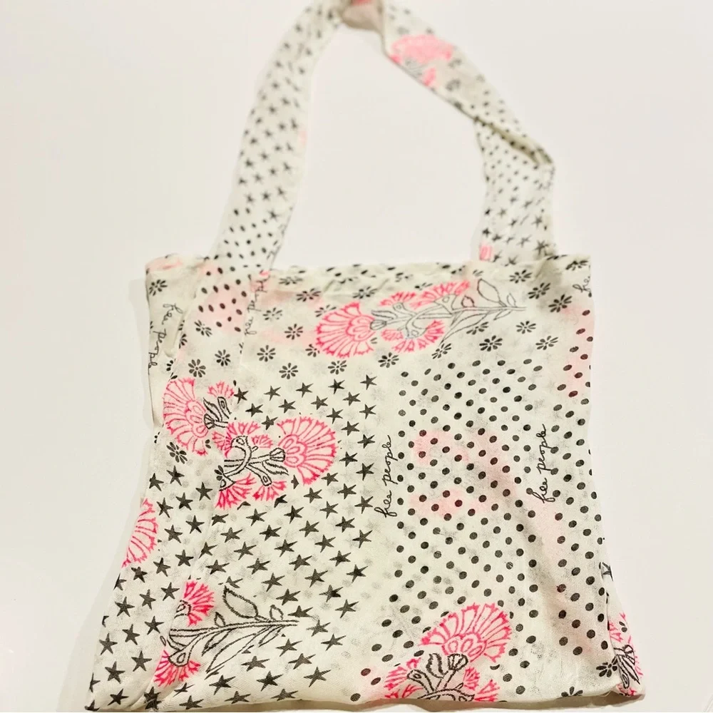 Free People Pink and Black Patterned Tote